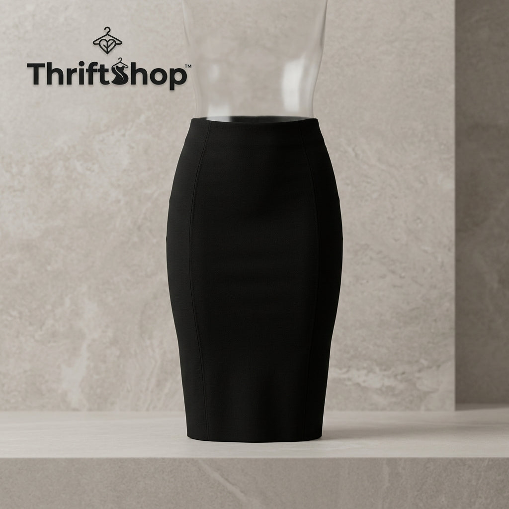 Thrifttshop™ Midnight Curve Midi Skirt