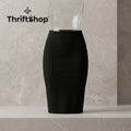Thrifttshop™ Midnight Curve Midi Skirt