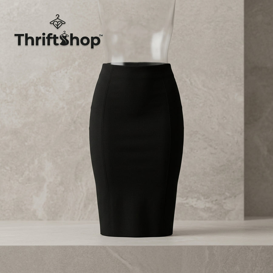Thrifttshop™ Midnight Curve Midi Skirt