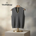 Thrifttshop™ Slate V-Neck Knit Vest
