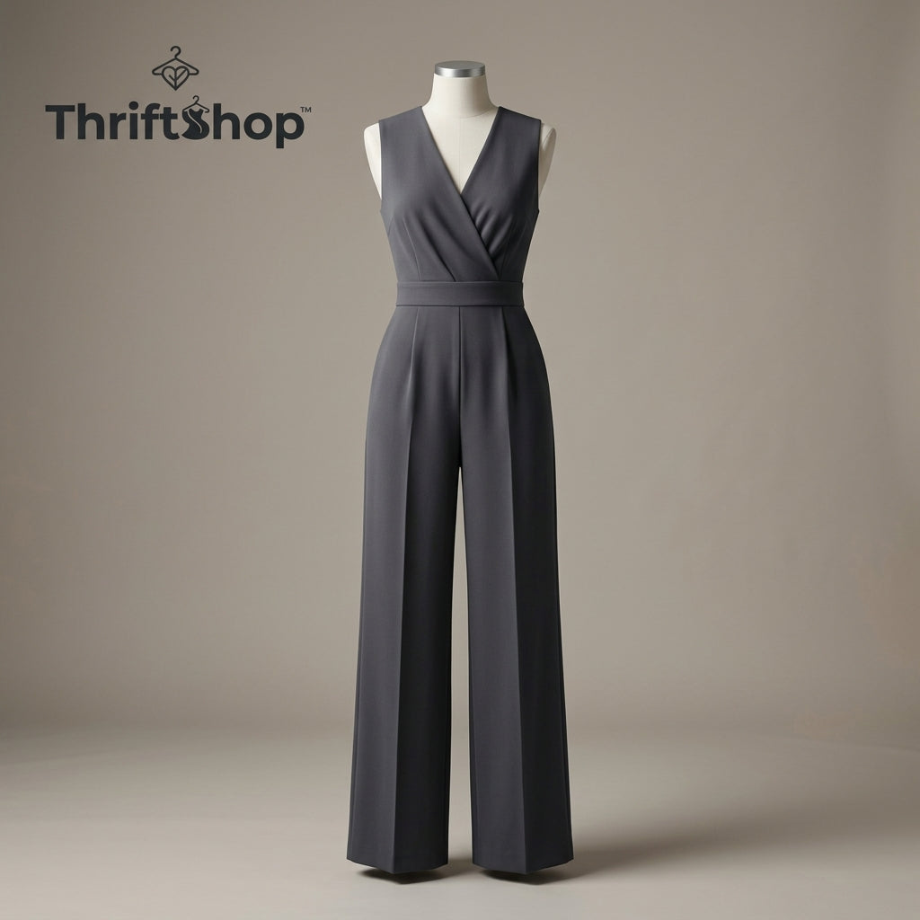 Thrifttshop™ Graphite Wrap-Front Jumpsuit